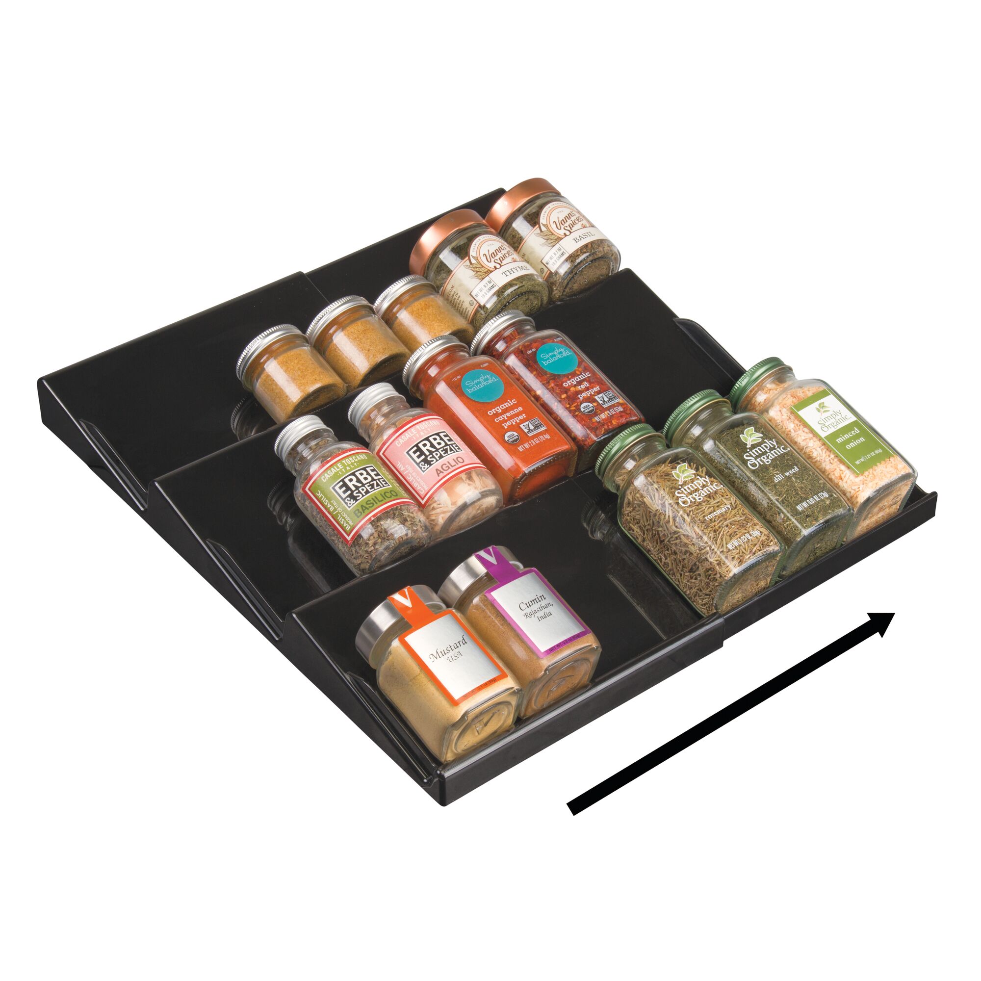 mDesign Expandable Plastic Spice Rack Drawer Insert, 3 Tiers eBay